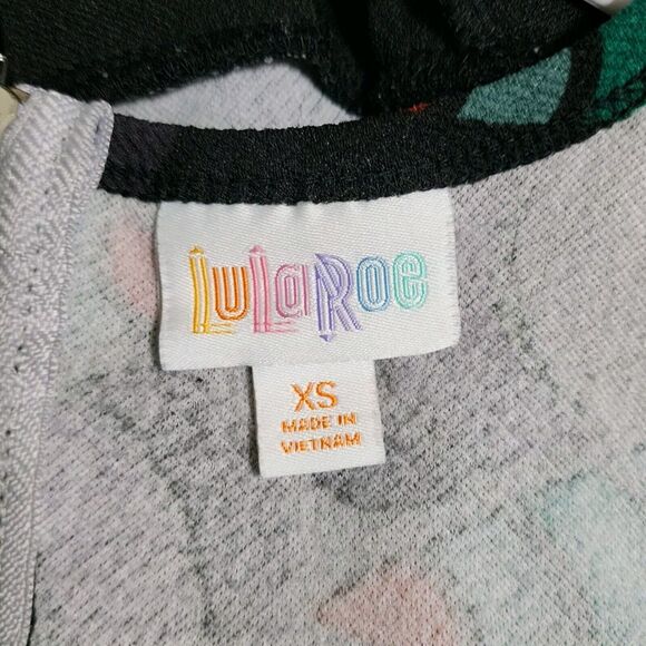 LuLaRoe Womens Amelia Dress Fit & Flare Short Sleeve Black Green Red Size XS - Picture 5 of 7